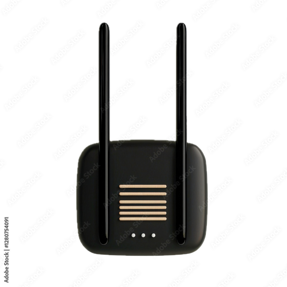 Black Wireless Router with Dual Antennas Design Black Wireless Router with Dual Antennas Design
