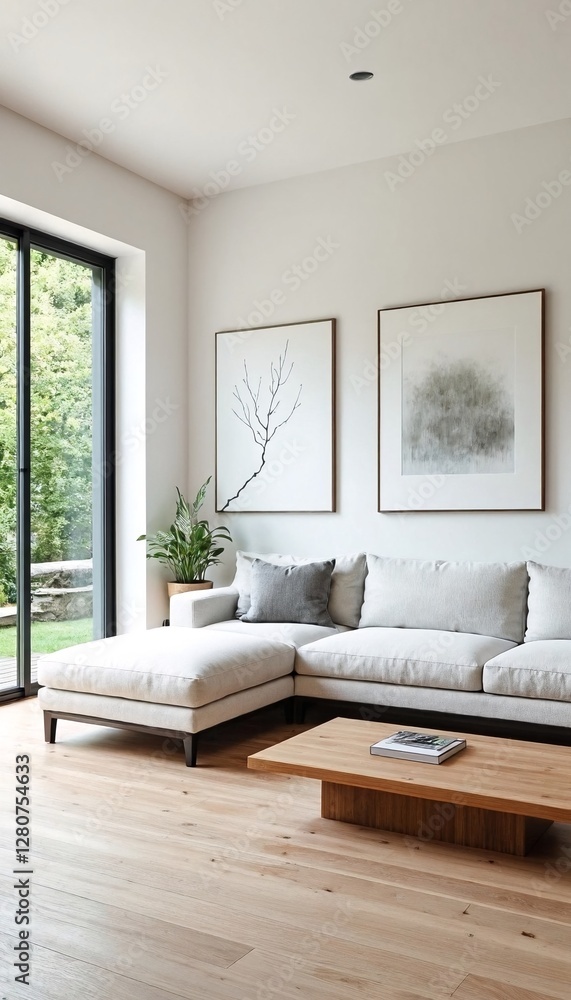 Fototapeta premium A split-screen photo of two different rooms in a modern home.