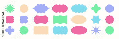 Set of Wavy Frames on white background. Edge boxes tag. Geometric groovy shapes