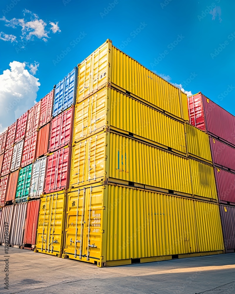 Fototapeta premium Cargo shipping containers at a port for freight and logistics