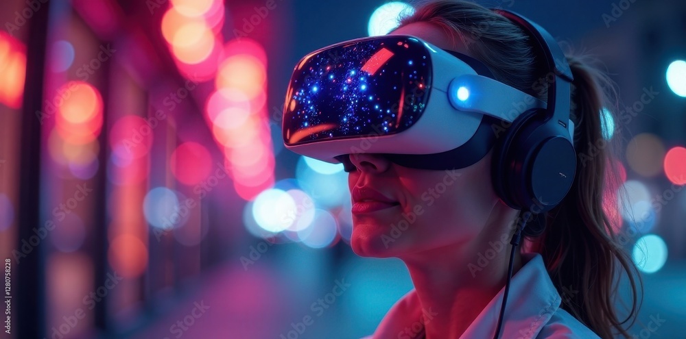 High-tech headset with eye movement detection, gadget, science High-tech headset with eye movement detection, gadget, science