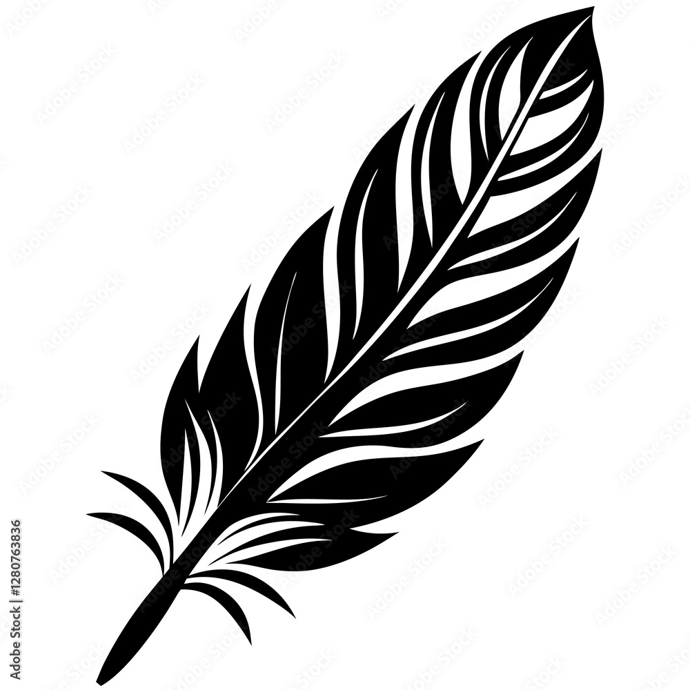 Obraz premium Creative Feather Silhouette Vector Modern & Timeless Design.