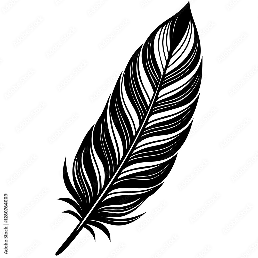 Obraz premium Creative Feather Silhouette Vector Modern & Timeless Design.