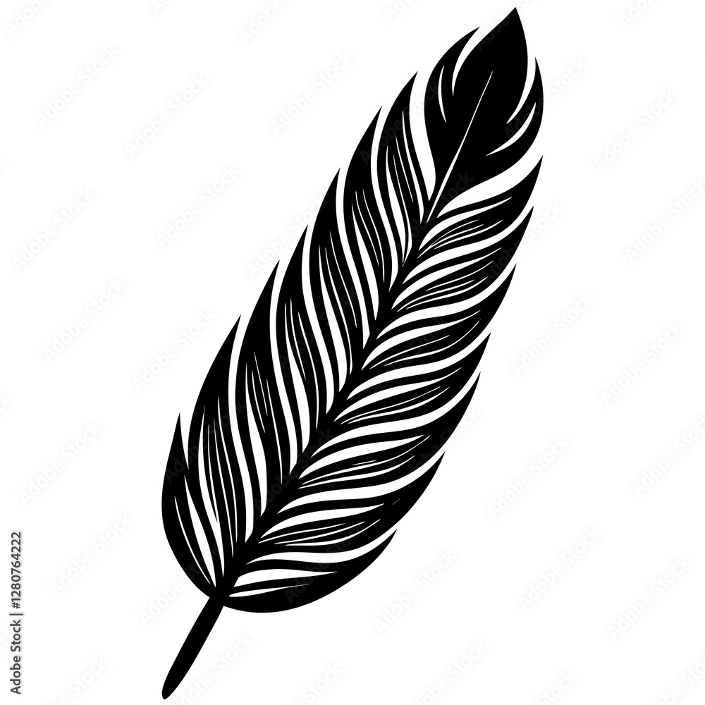 Obraz premium Stylized Feather Silhouette Vector Icon – Simple & Aesthetic.