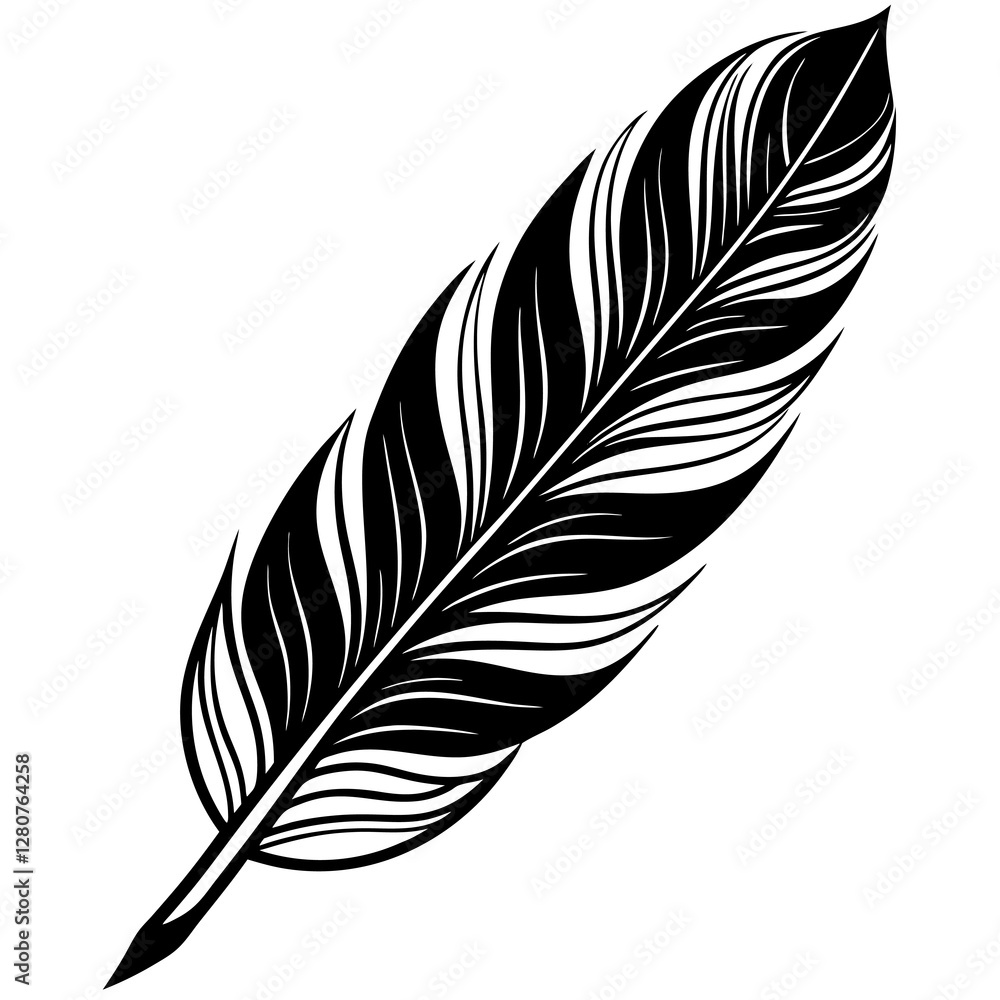 Nature-Inspired Feather Silhouette Vector High-Resolution. Nature-Inspired Feather Silhouette Vector High-Resolution.