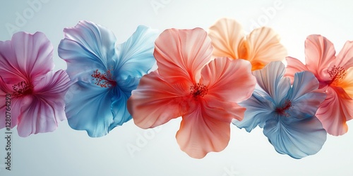 Wallpaper Mural Surreal floral arrangement showcases vibrant hibiscus blooms in a blend of soft colors against a minimalist backdrop Torontodigital.ca