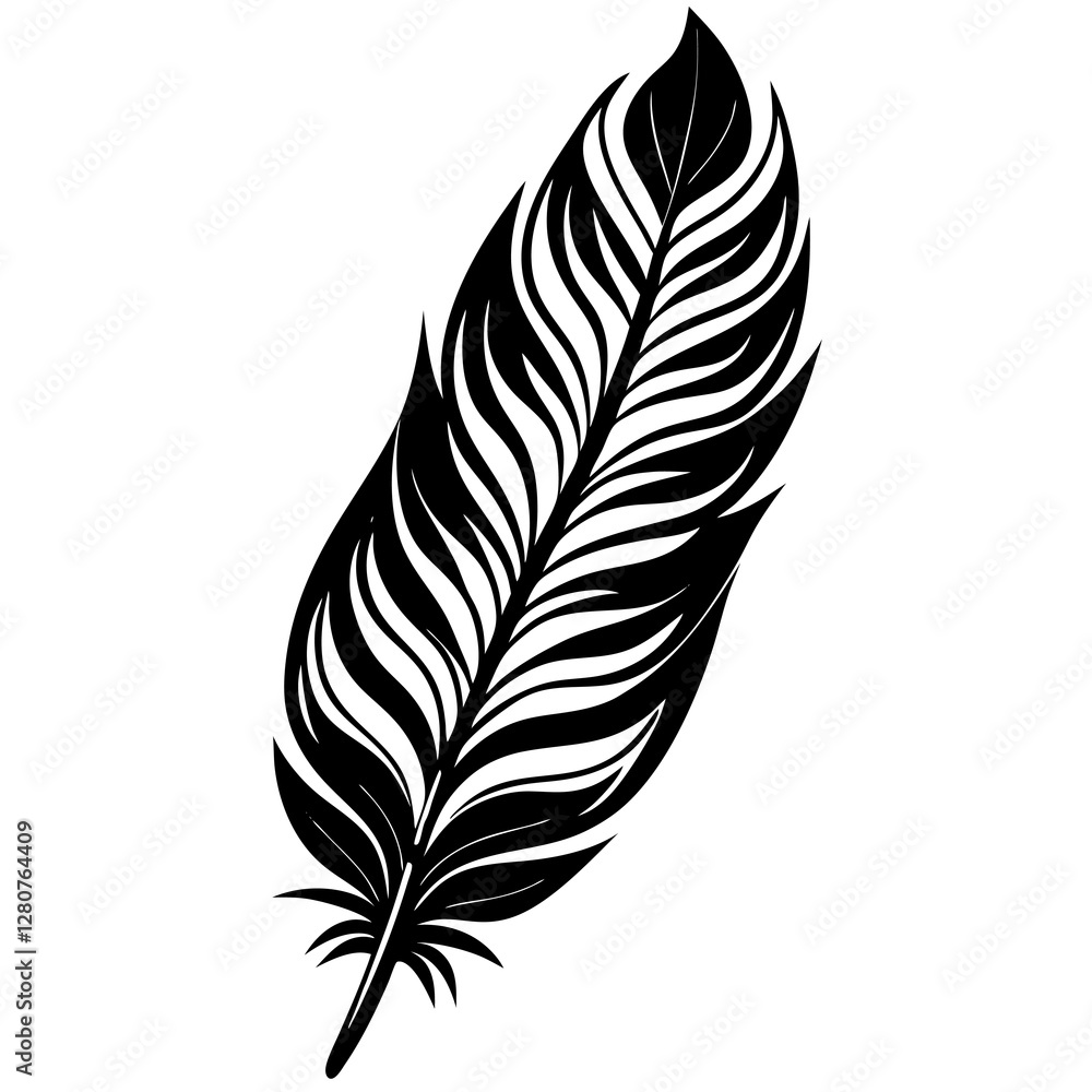 Obraz premium Classic Feather Silhouette Vector Perfect for Logos & Designs.