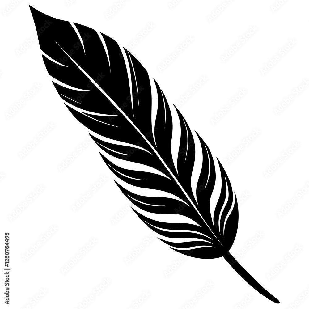 Obraz premium Versatile Feather Silhouette Vector – Ideal for Digital & Print Use.