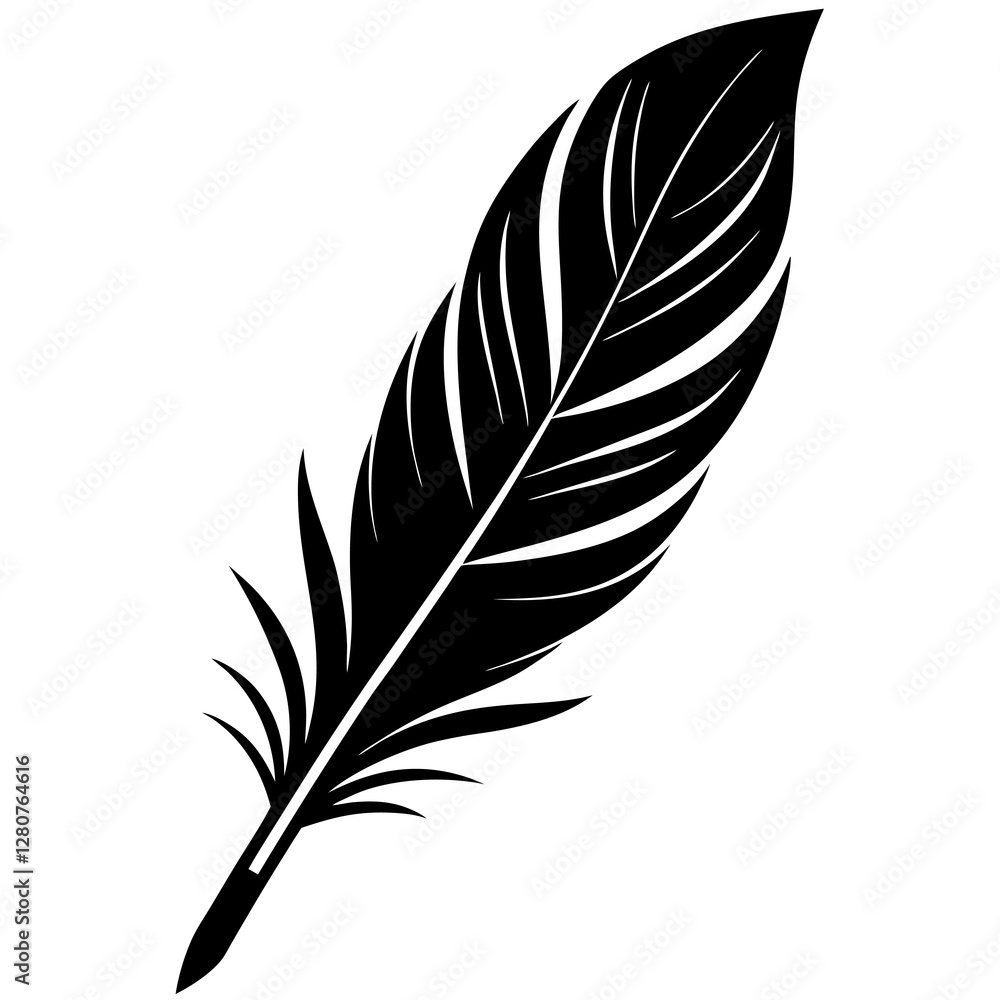 Obraz premium Versatile Feather Silhouette Vector – Ideal for Digital & Print Use.