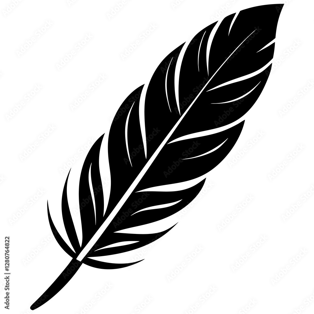 Fototapeta premium Minimalist Feather Silhouette Vector – Elegant & Stylish.