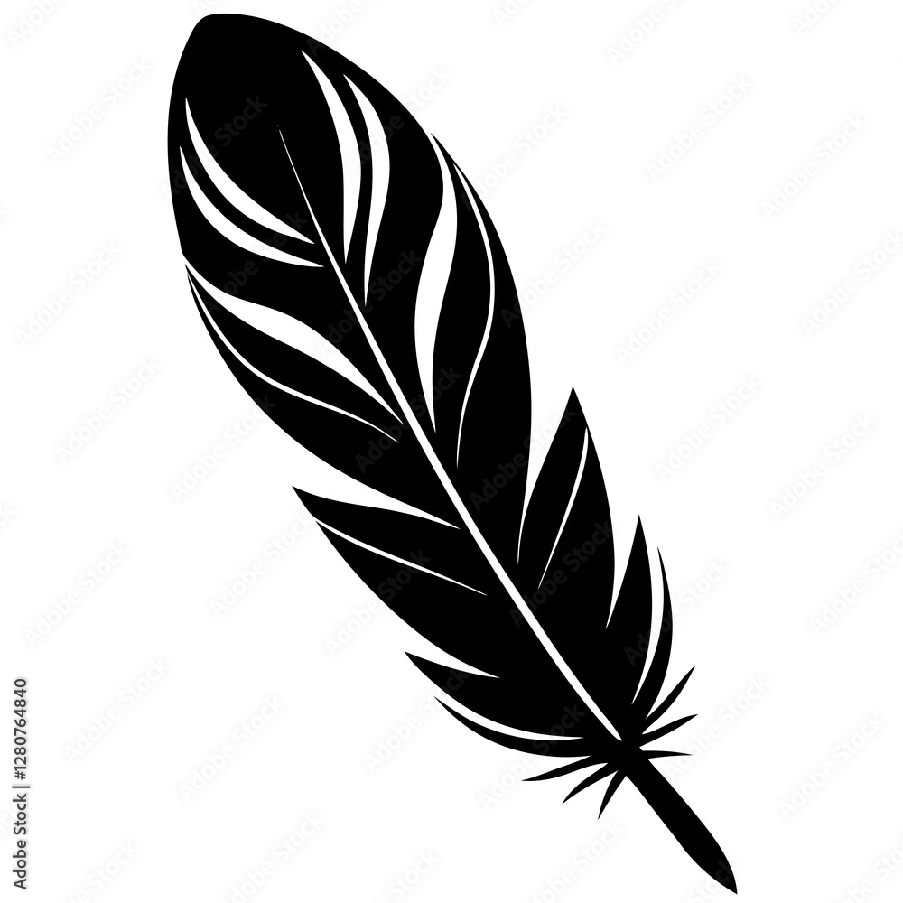 Obraz premium Minimalist Feather Silhouette Vector – Elegant & Stylish.