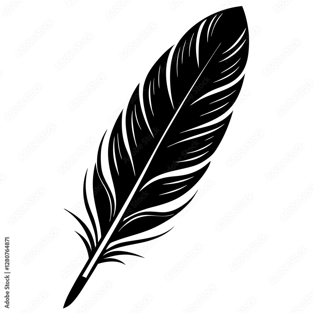 Fototapeta premium Minimalist Feather Silhouette Vector – Elegant & Stylish.
