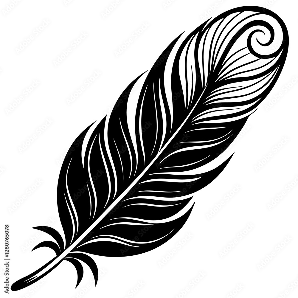 Obraz premium Download Feather Silhouette Vector – High-Quality.