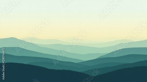 Serene layers of mountains under a pale sky