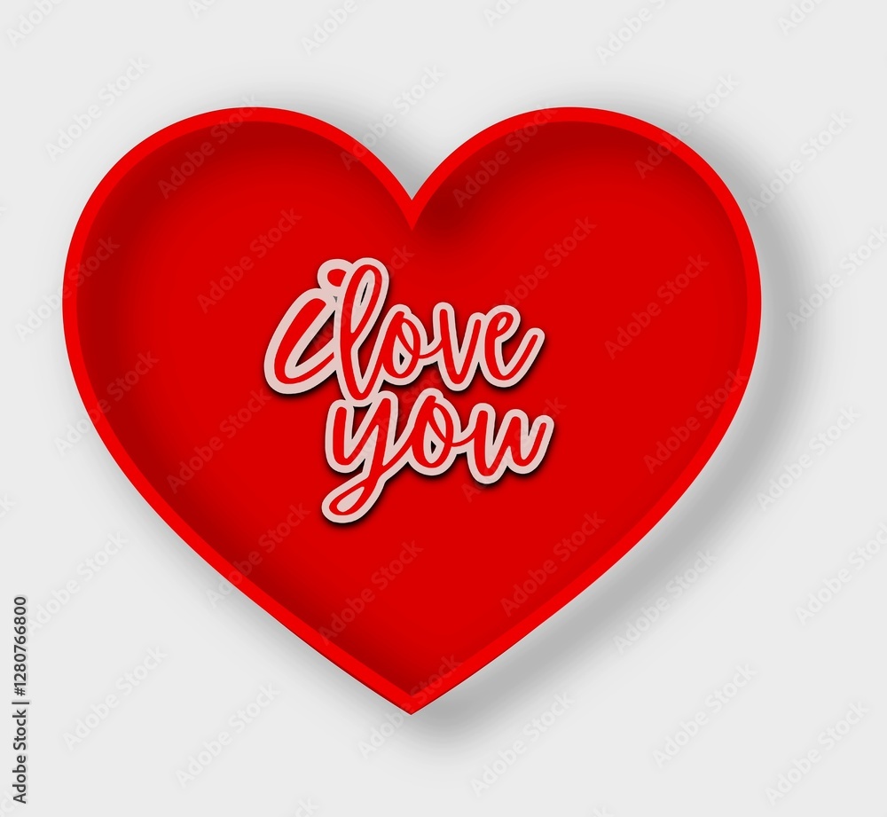Red Heart Design with Elegant 'Love You' Text for Romantic Expressions Red Heart Design with Elegant 'Love You' Text for Romantic Expressions