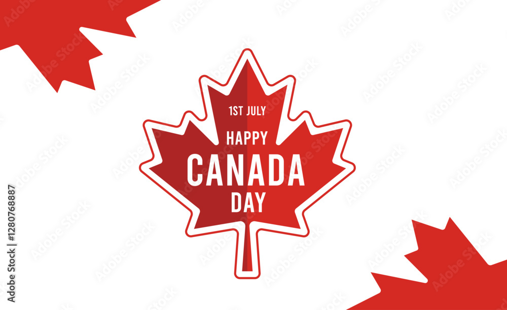 Canada day celebration, July 1st. Happy Canada day. Great day celebration event. Template design with red maple leaf symbol ornament Canada day celebration, July 1st. Happy Canada day. Great day celebration event. Template design with red maple leaf symbol ornament
