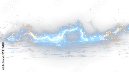 a dark blue ocean with a lot of lightening