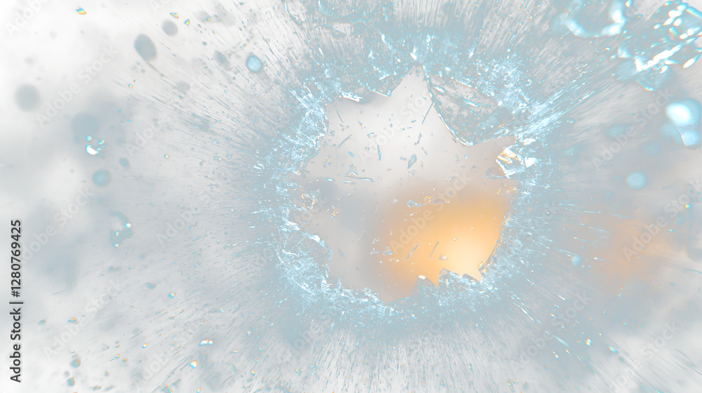 Fototapeta premium a broken glass with a hole in it