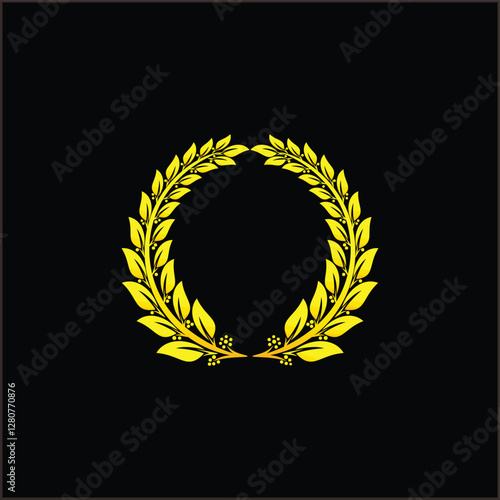 realistic golden vector laurel wreaths on black background. wreaths depicting an award, heraldry, achievement, victory, winner, ornate, cinema festival, Vector icon illustration.