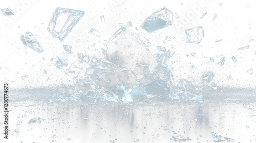 ice cubes falling into the water