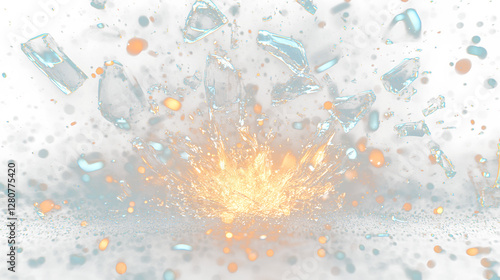 a bunch of ice cubes falling into the air