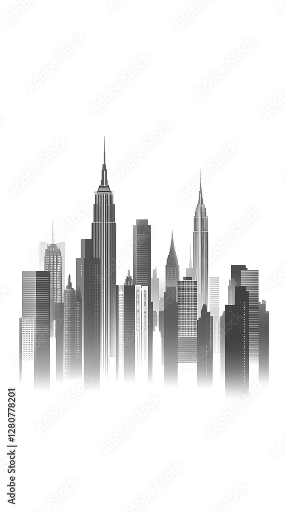 Obraz premium A city skyline made of gray lines, vector illustration 
