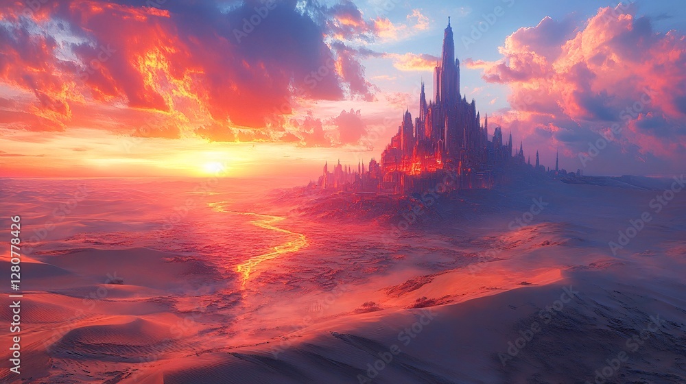 Obraz premium A magical desert with shifting dunes and illusions of ancient kingdoms