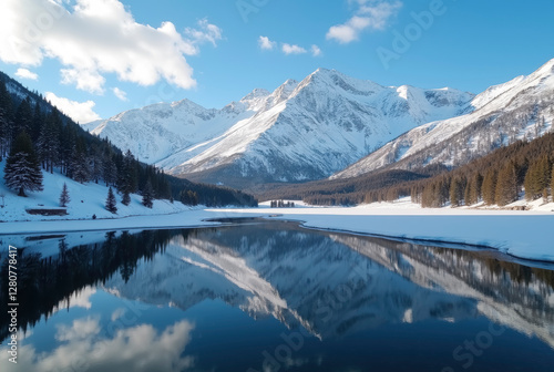Wallpaper Mural Reflection in a Mountain Lake Torontodigital.ca