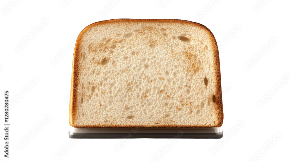 Toasted Bread: A single slice of golden-brown toast stands upright, a simple image that captures the essence of breakfast or a quick snack.