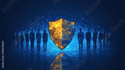 Illustration of a shield protecting employee rights, with intricate legal metaphors and a professional color scheme, symbolizing workplace justice and fairness