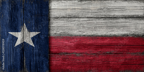 Texas lone star painted on vintage rough wood background
