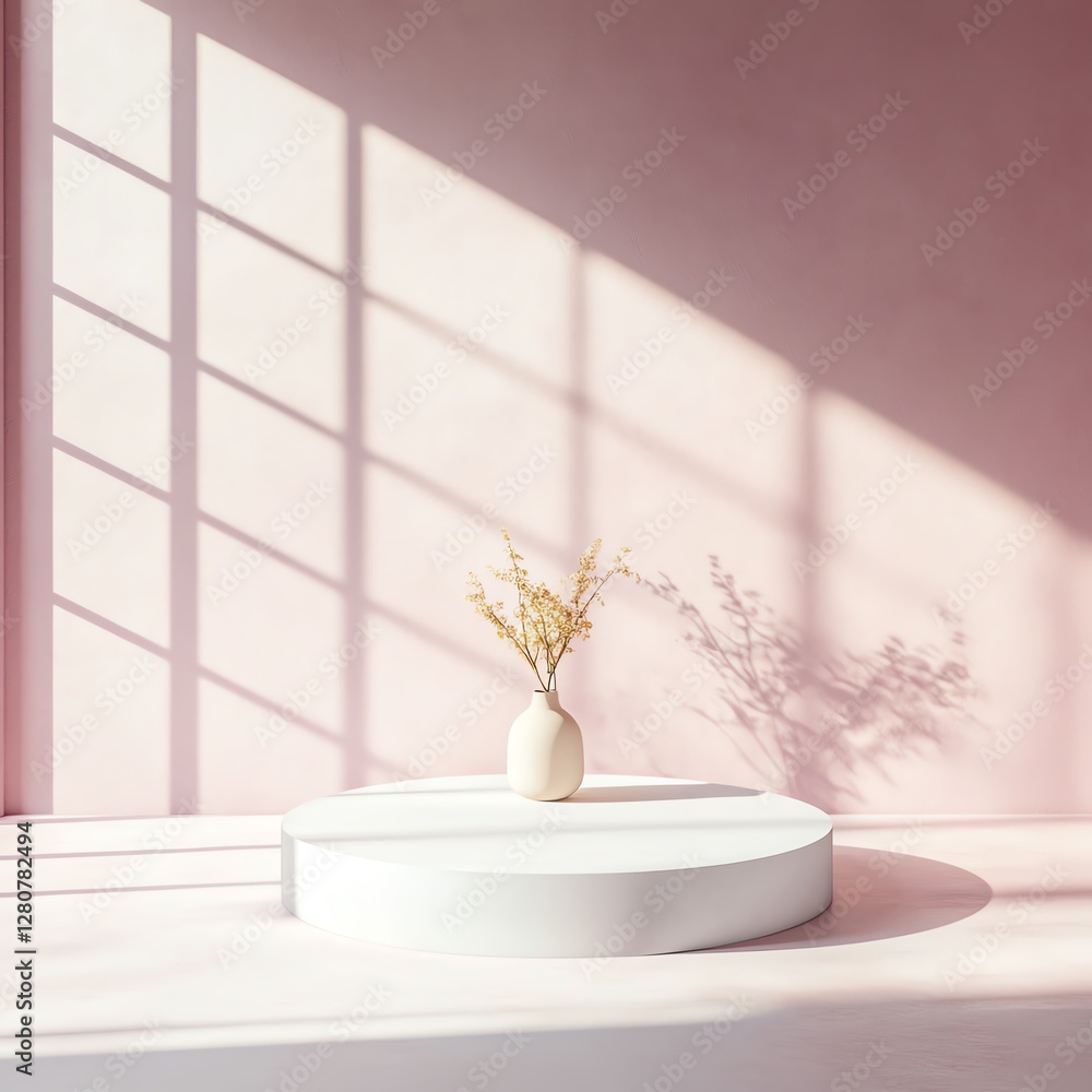 Minimalist interior design with a vase and soft natural light. Minimalist interior design with a vase and soft natural light.