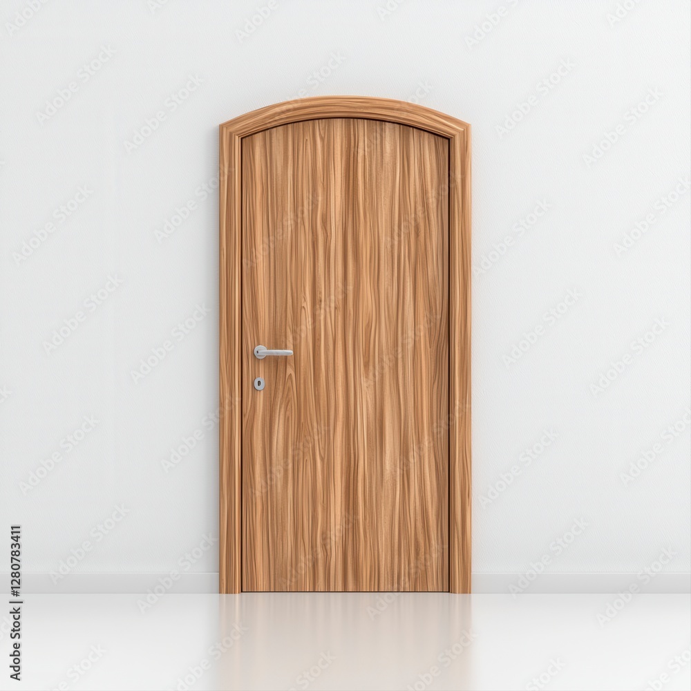 Wooden door with handle and modern nameplate in a stylish office setting Wooden door with handle and modern nameplate in a stylish office setting