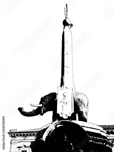 Vettoriale del simbolo di Catania, elefante con obelisco, detto u liotru