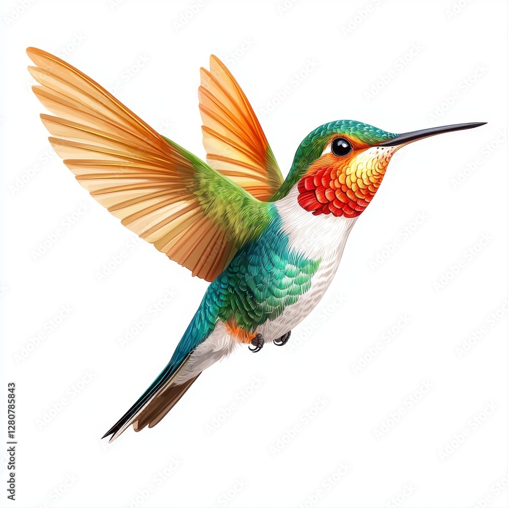 Obraz premium Colorful hummingbird with intricate feather patterns perched on a branch in a natural setting