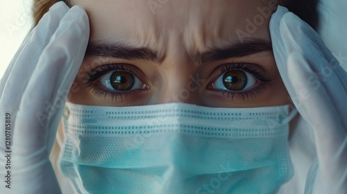 Female Eye Specialist in Medical Mask: A Close-Up of Emotion Amidst Pandemic Challenges