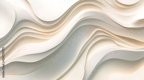 Abstract Creamy White Wave Paper Layers Design