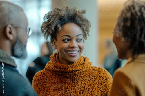 Joyful Church Gathering: Welcoming Conversations and Bonding Moments Among Cheerful Women in the Lobby