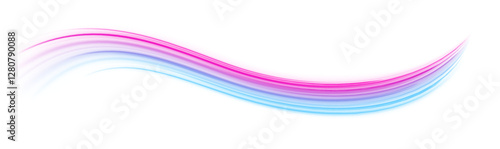 High speed IT technology concept, abstract stripes as data transfer on white background in png format. A colorful motion background of city light trails.	