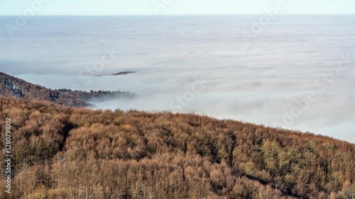 Experience the breathtaking beauty of a morning timelapse at the Galya Lookout in the Mátra Mountains, Hungary.