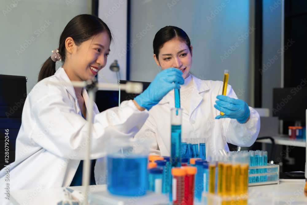 Scientist mixing chemical liquids in the chemistry lab. Researcher working in the chemical laboratory. Scientist mixing chemical liquids in the chemistry lab. Researcher working in the chemical laboratory.