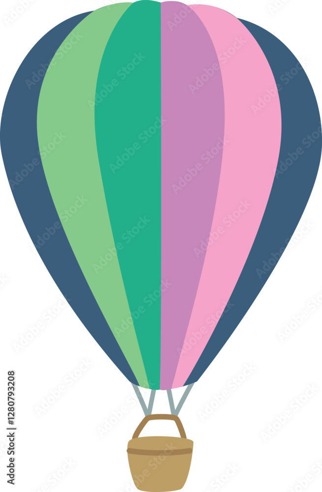 Fototapeta premium Cute illustration of colorful hot air balloon. Hand drawn object for isolated on a white background