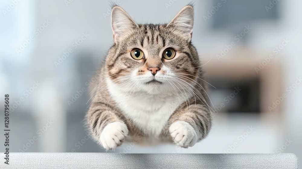 Playful Tabby Cat Leaping Cute Pet Feline Fun Adorable Kitten Animal Portrait Playful Tabby Cat Leaping Cute Pet Feline Fun Adorable Kitten Animal Portrait