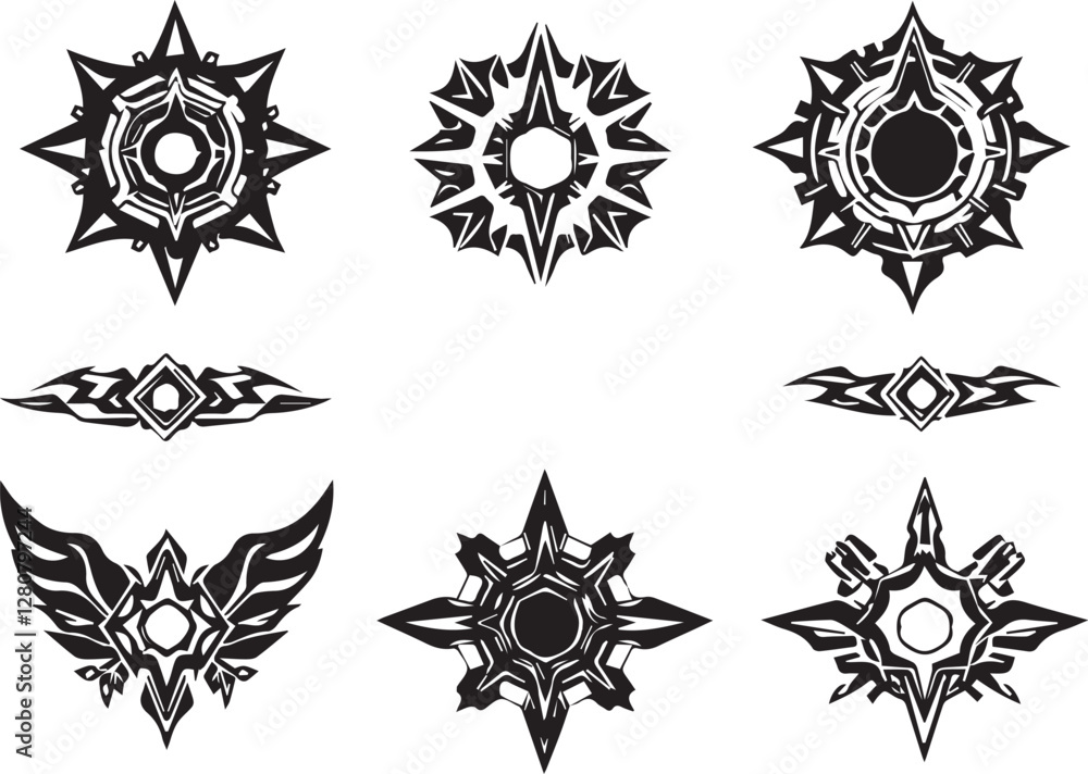 Fototapeta premium A set of futuristic items. Hand drawn vector illustration