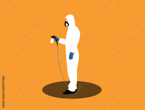 professional worker wearing a full protective suit,