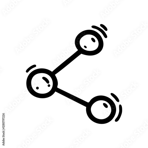 Black and white hand drawn doodle of a share icon. Perfect for social media, networking, connection, communication, digital marketing, content sharing, collaboration, and UI/UX design.