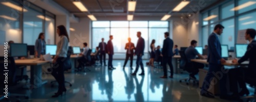 Blurred figures in business attire  fast-paced office environment   image   style