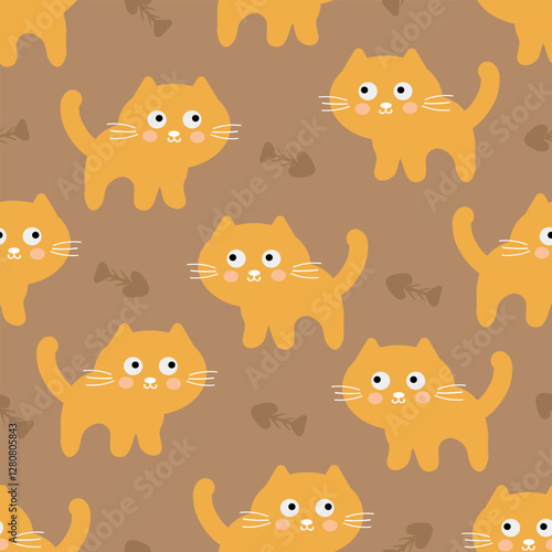 Seamless pattern cute cartoon cat. animal pattern for wallpaper, background and gift wrap paper