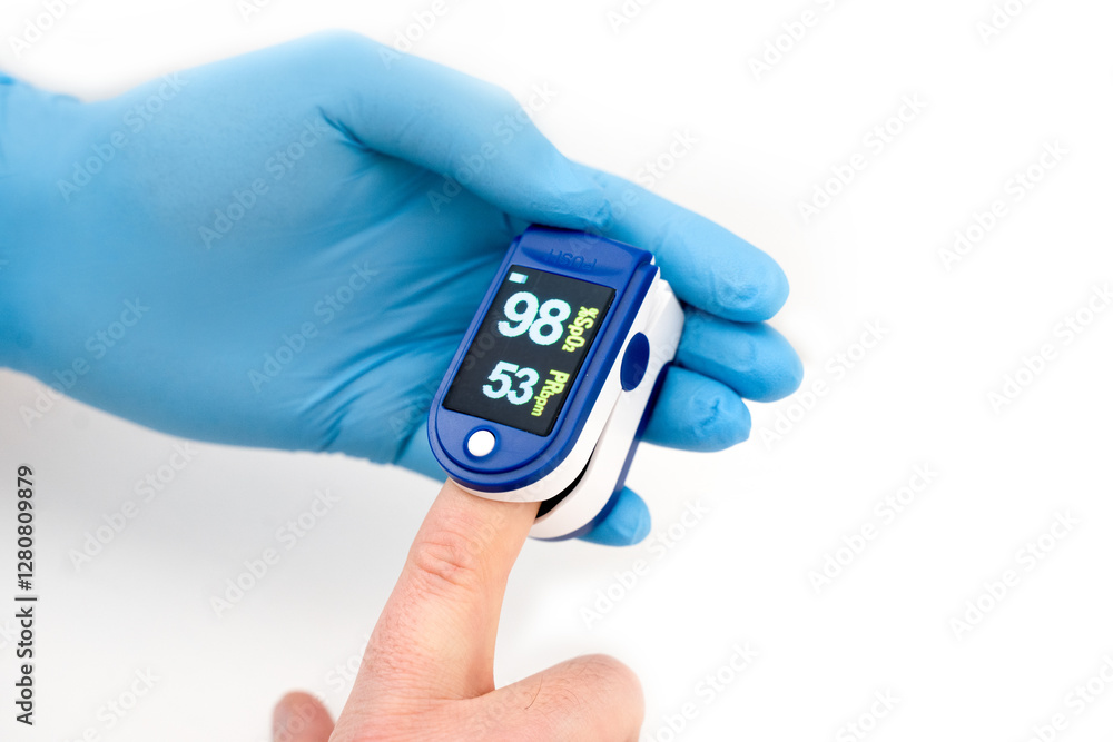Ταπετσαρία Pulse oximeter, finger digital device to measure oxygen saturation in blood on w