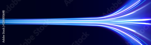 Long exposure, light painting photography. Vibrant streaks of neon blue and pink color against a black background. City road car light trails motion background.	